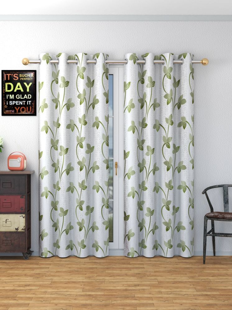     			SWIZIER Nature Room Darkening Eyelet Curtain 7 ft ( Pack of 2 ) - Green