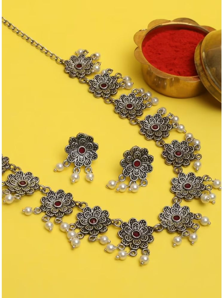     			Vasudha Maroon Alloy Necklace Set ( Pack of 1 )