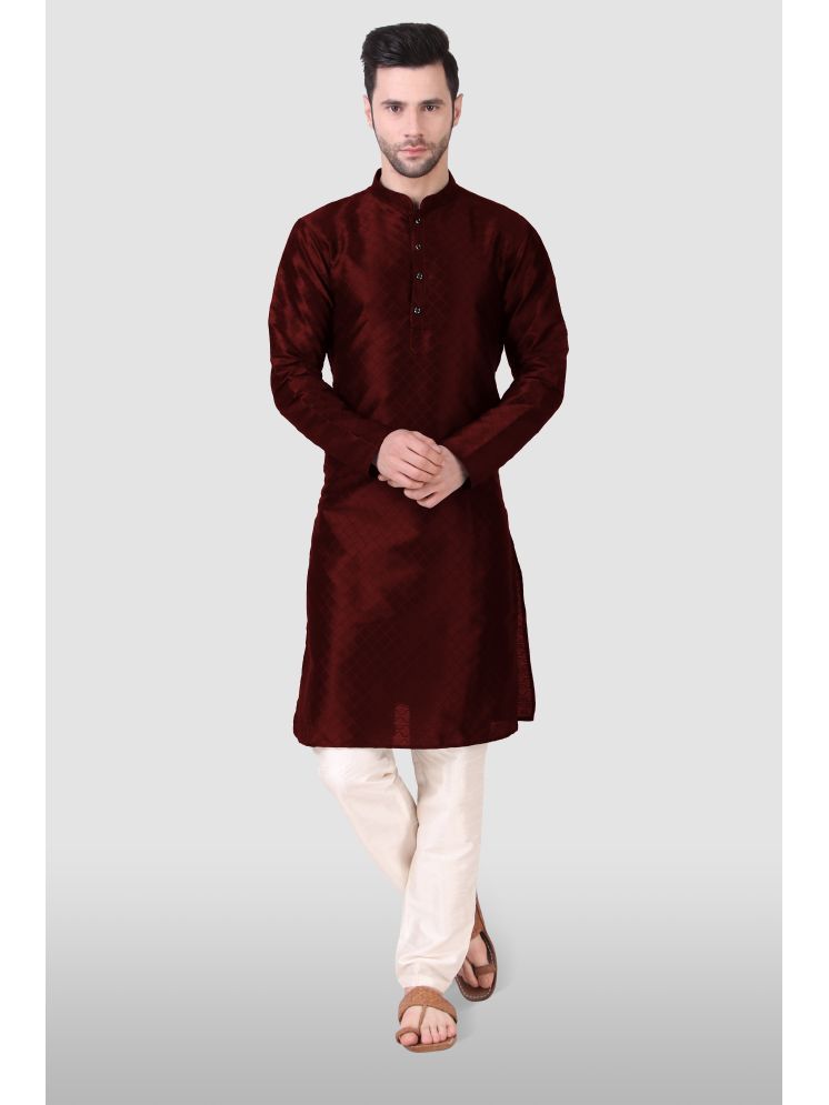     			koshin Maroon Silk Men's Regular Kurta ( Pack of 1 )