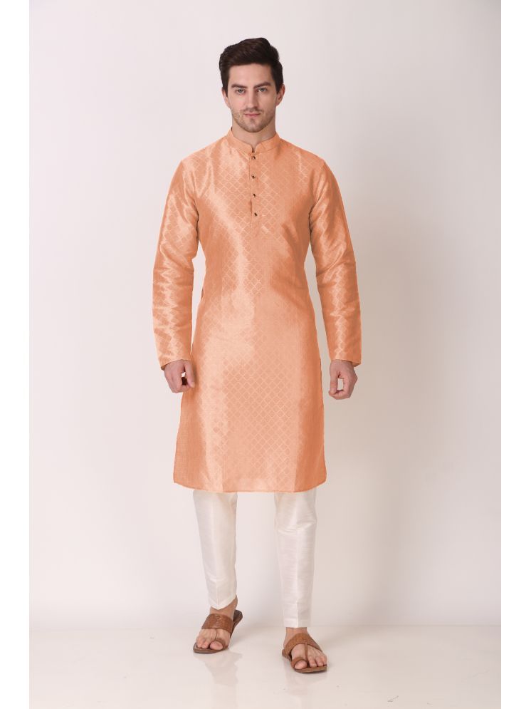     			koshin Peach Silk Men's Regular Kurta ( Pack of 1 )