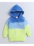 BUMZEE Green & Blue Boys Full Sleeves Cotton Hooded Sweatshirt Age - 12-18 Months