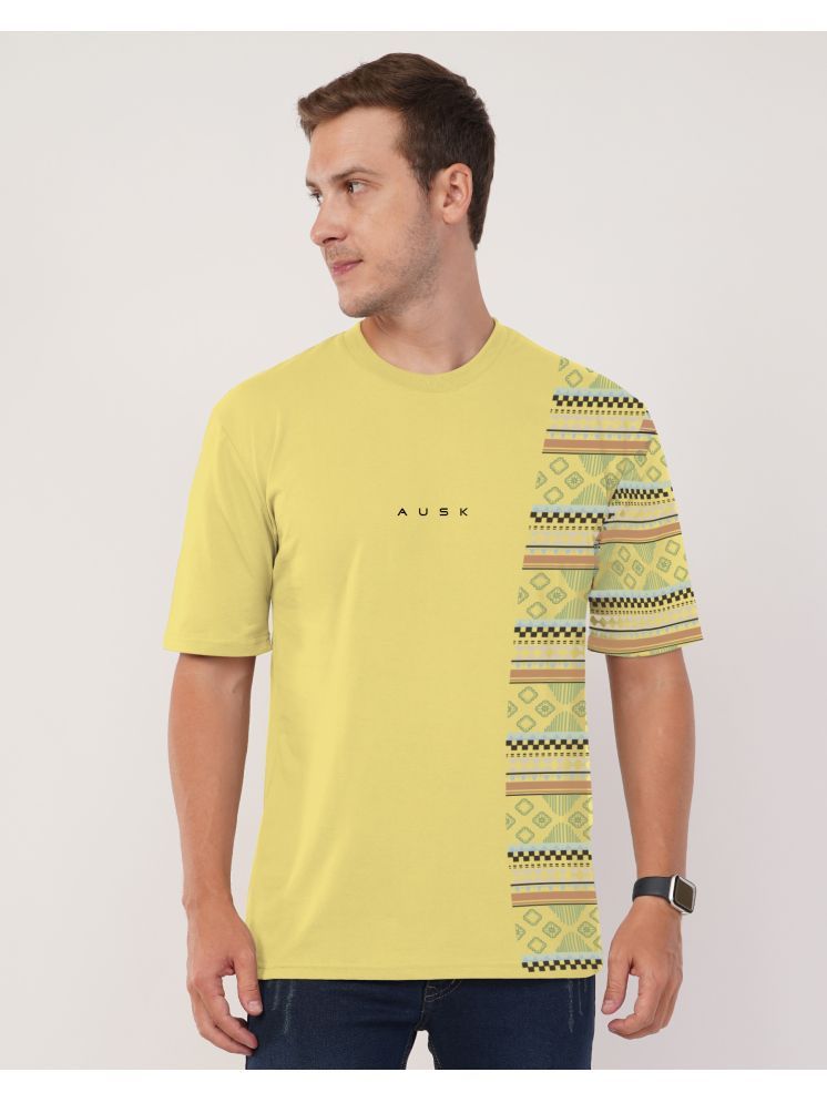     			AUSK Cotton Oversized Fit Printed Half Sleeves Men's T-Shirt - Mustard ( Pack of 1 )