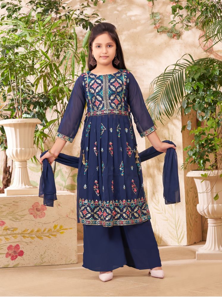     			Aarika Navy Blue Georgette Girls Suit Sets ( Pack of 1 )