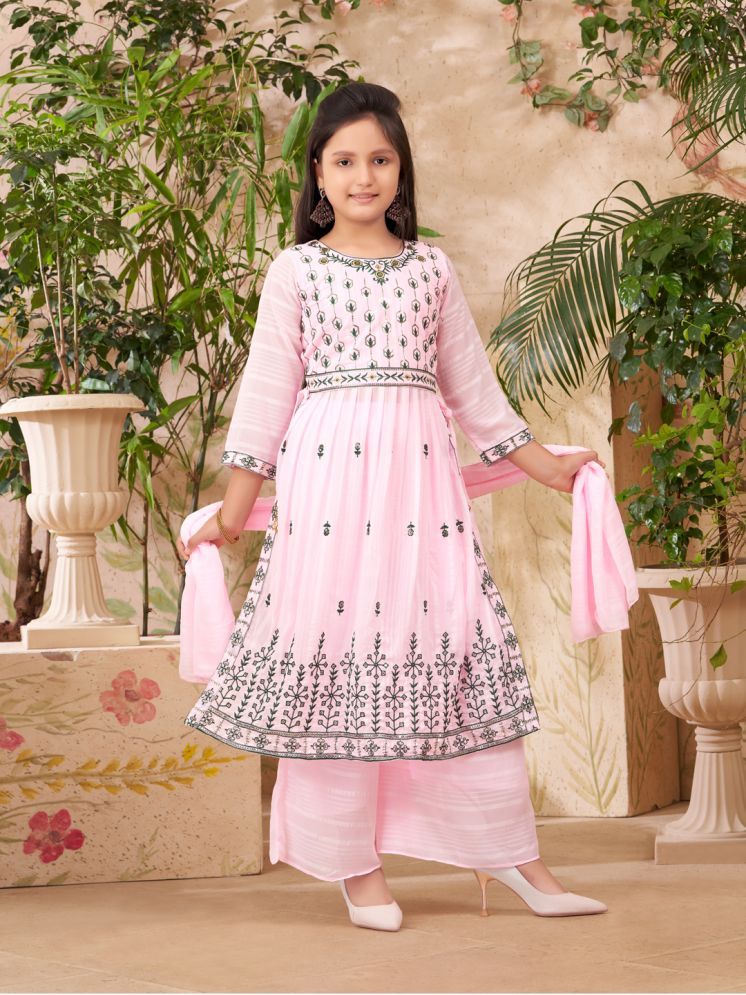     			Aarika Pink Georgette Girls Kurta and Sharara Set ( Pack of 1 )