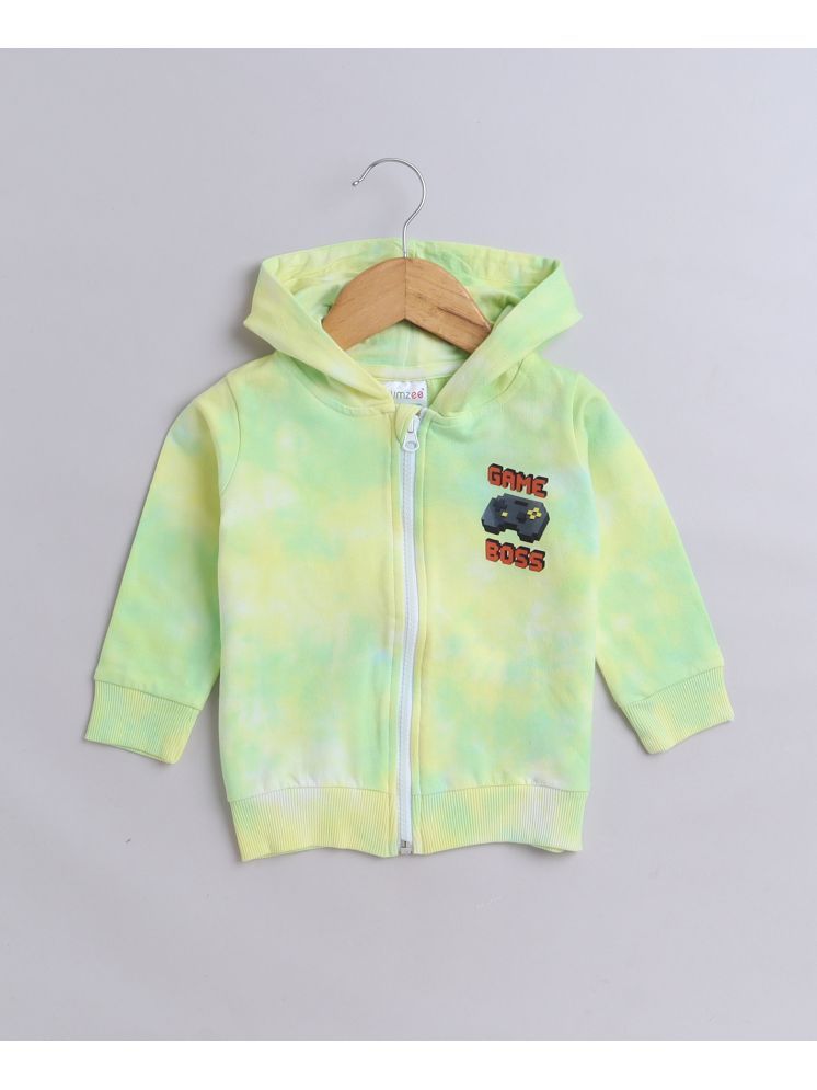     			BUMZEE Yellow & Green Boys Full Sleeves Cotton Hooded Zipper Sweatshirt Age - 3-6 Months