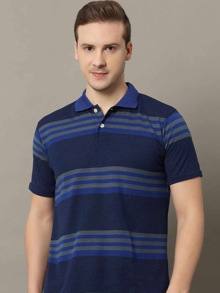     			GET GOLF Cotton Blend Regular Fit Striped Half Sleeves Men's Polo T Shirt - Blue ( Pack of 1 )