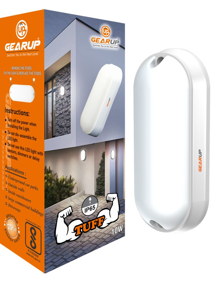     			Gearup 10Watts Led Outdoor Bulkhead Waterproof Ip65 Moisture Proof (Cool White, Pack Of 1 )