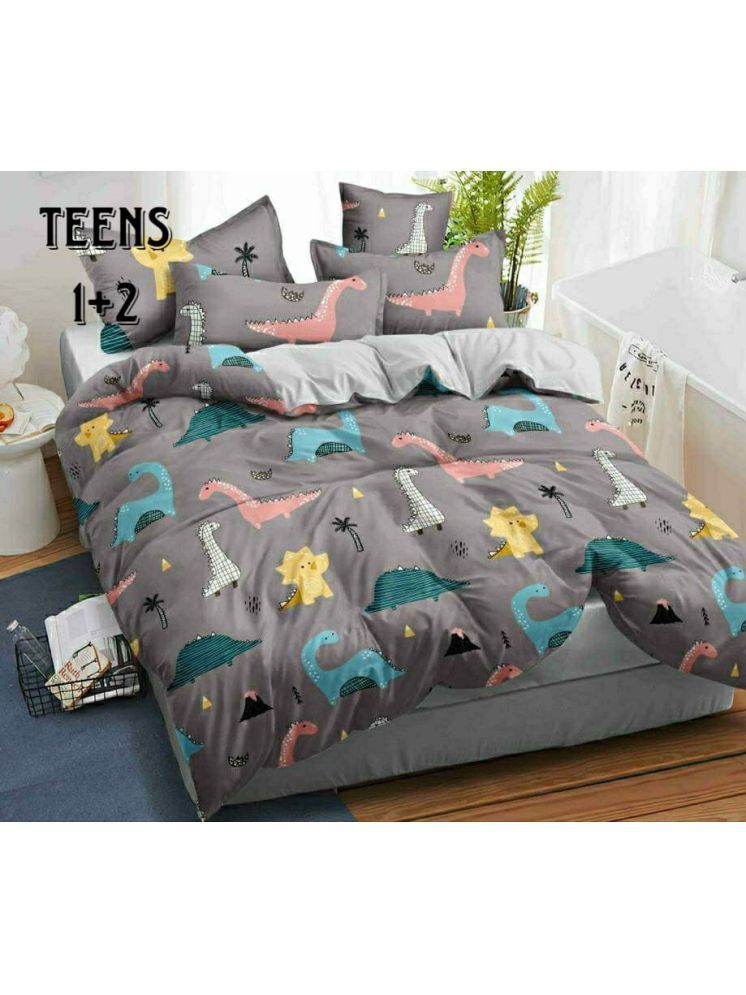     			HOME DELIGHT Glace Cotton Graphic 1 Double Bedsheet with 2 Pillow Covers - Multicolor