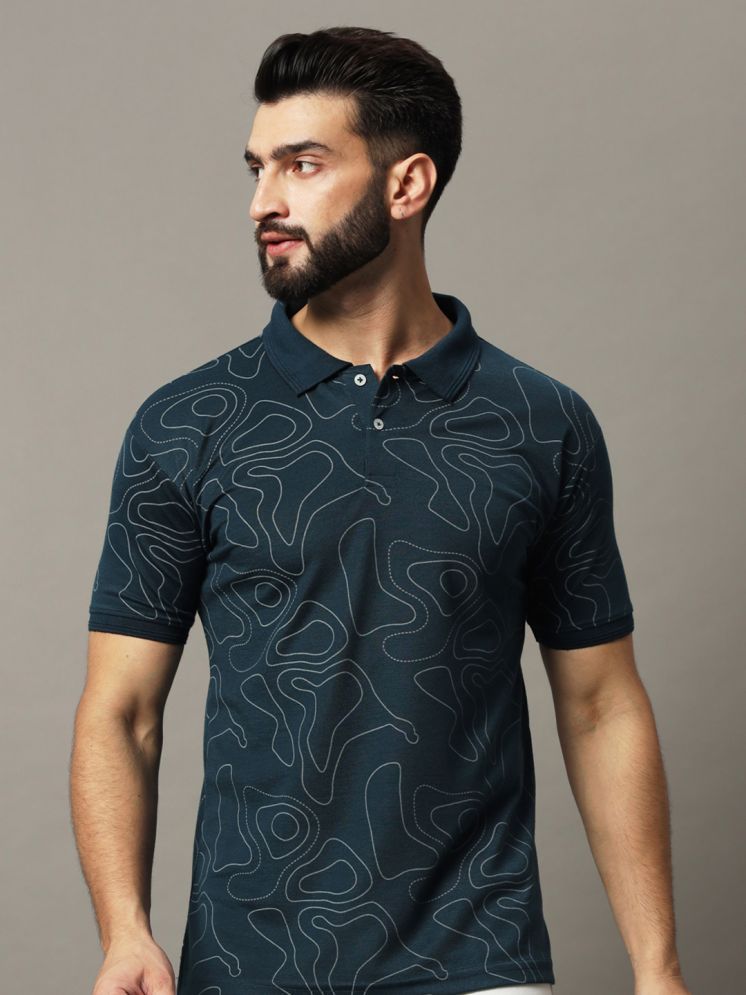     			Hushbucks Cotton Blend Regular Fit Printed Half Sleeves Men's Polo T Shirt - Dark Green ( Pack of 1 )