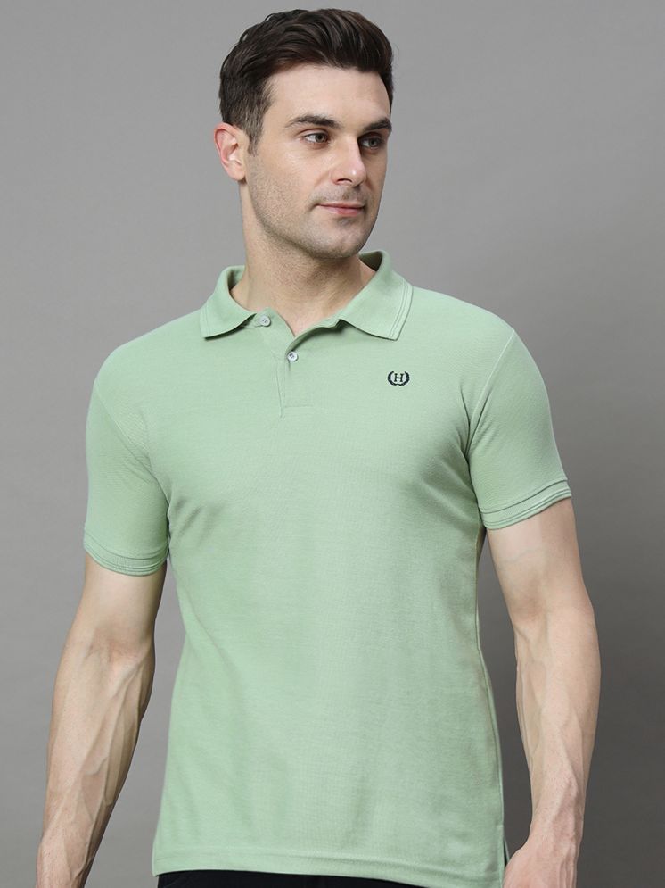     			Hushbucks Pack of 1 Cotton Blend Regular Fit Solid Half Sleeves Men's Polo T Shirt ( Sea Green )