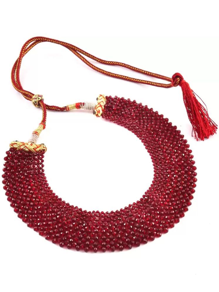     			Jewar Mandi Maroon Crystal Necklace ( Pack of 1 )