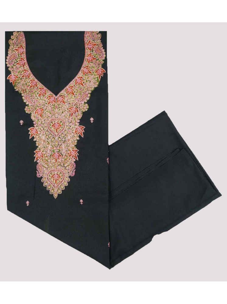     			KASHMIRI Unstitched Cotton Embroidered Dress Material - Black ( Pack of 1 )