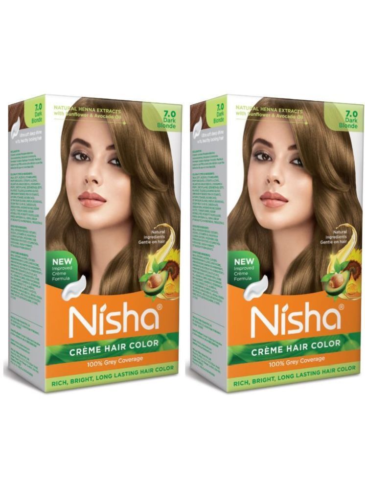     			Nisha Creme Hair Color 7.0 Dark Blonde 120g Pack of 2, Permanent Hair Colour for Long Lasting Hair, 100% Grey Coverage