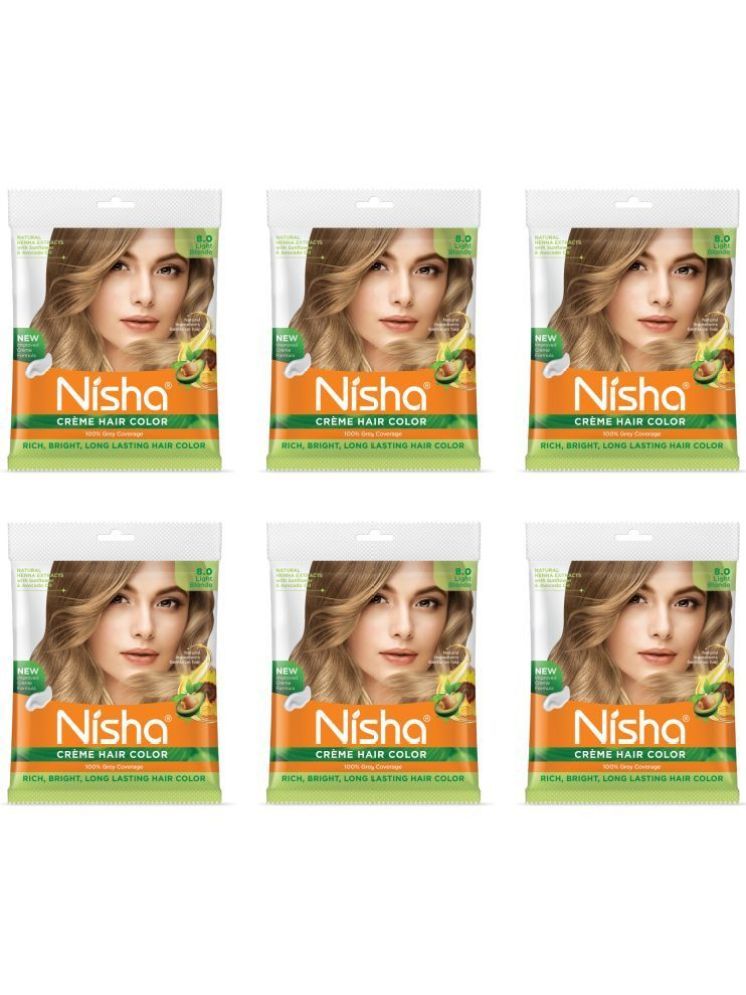     			Nisha Creme Hair Color Light Blonde 40g Pack of 6, Permanent Hair Colour for Women & Men, Long Lasting Hair Color