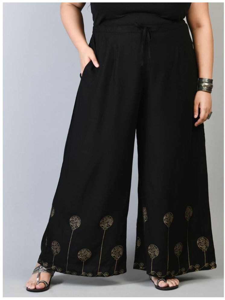     			PrettyPlus by Desinoor.com Black Rayon Wide leg Women's Palazzos ( Pack of 1 )