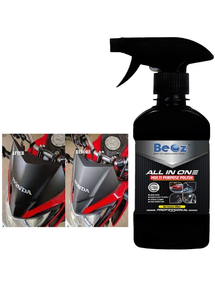     			BEOZ All in One Multipurpose Liquid Polish for Car, Motorbike, Scooter, Household, Office Care | High Gloss | Easy Application | For Interior & Exterior Surfaces -250mL with Applicator Pad.