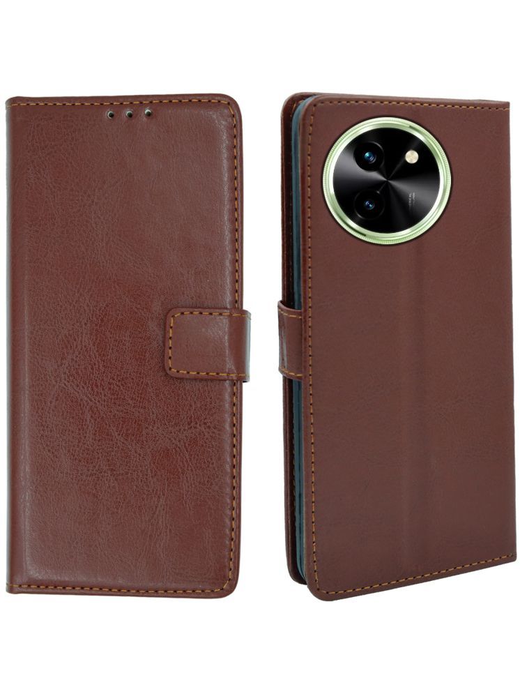     			flip flow Brown Flip Cover Artificial Leather Compatible For Vivo T3x 5G ( Pack of 1 )