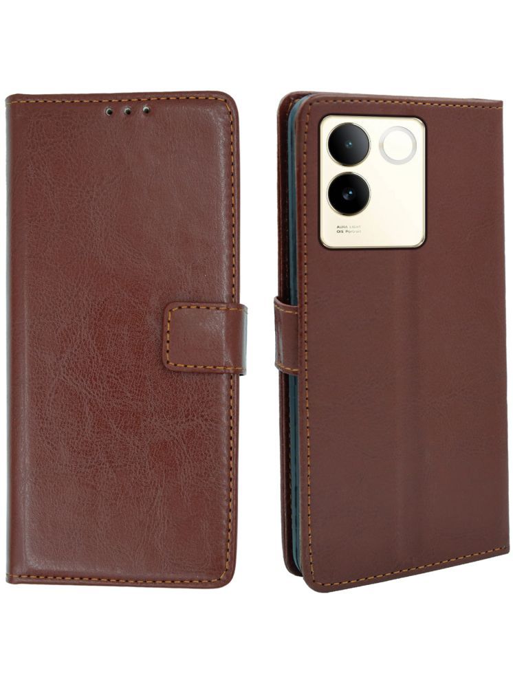     			flip flow Brown Flip Cover Artificial Leather Compatible For Vivo T2 Pro 5G ( Pack of 1 )