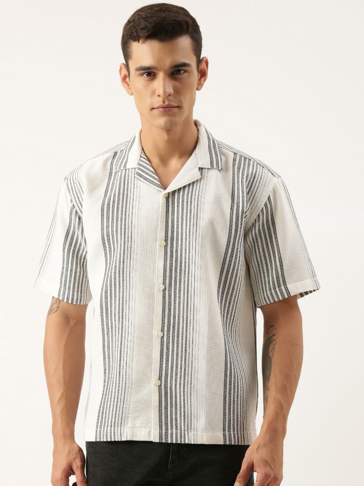     			roller fashions 100% Cotton Oversized Fit Striped Half Sleeves Men's Casual Shirt - White ( Pack of 1 )