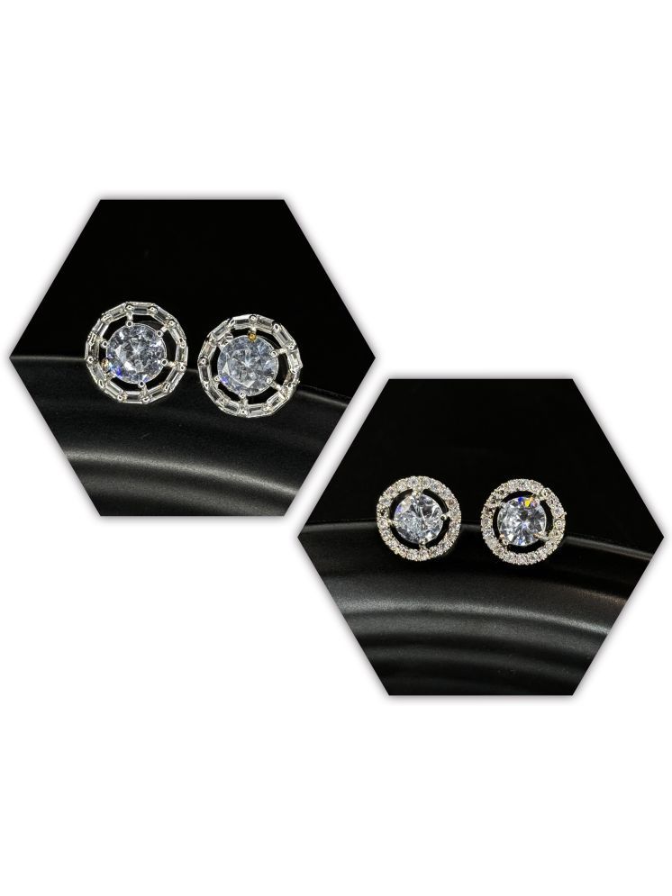     			AKLINA White Stud Earrings ( Pack of 2 )