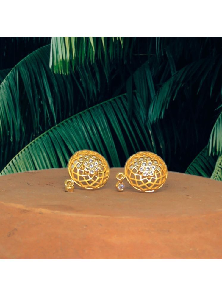     			Drashti Collection Golden Stud Earrings ( Pack of 1 )