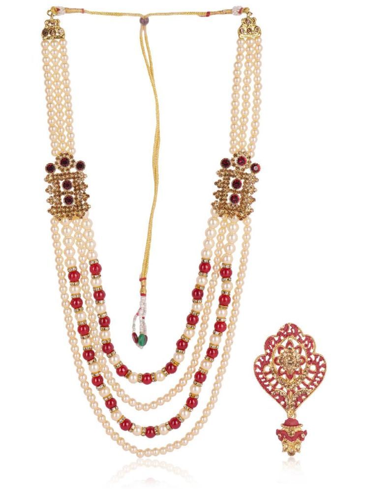     			Dulha groom sherwani Necklace/Moti Mala for Men for wedding | Groom Mala and Brooch Set