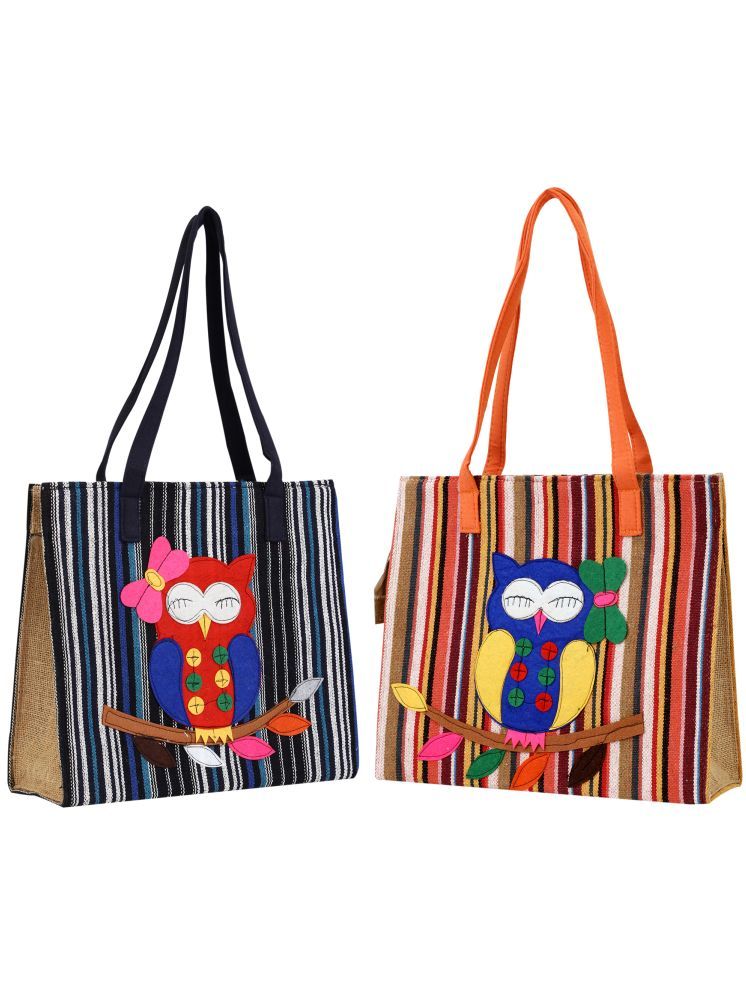     			ENSAC Blue Jute Tote Bag