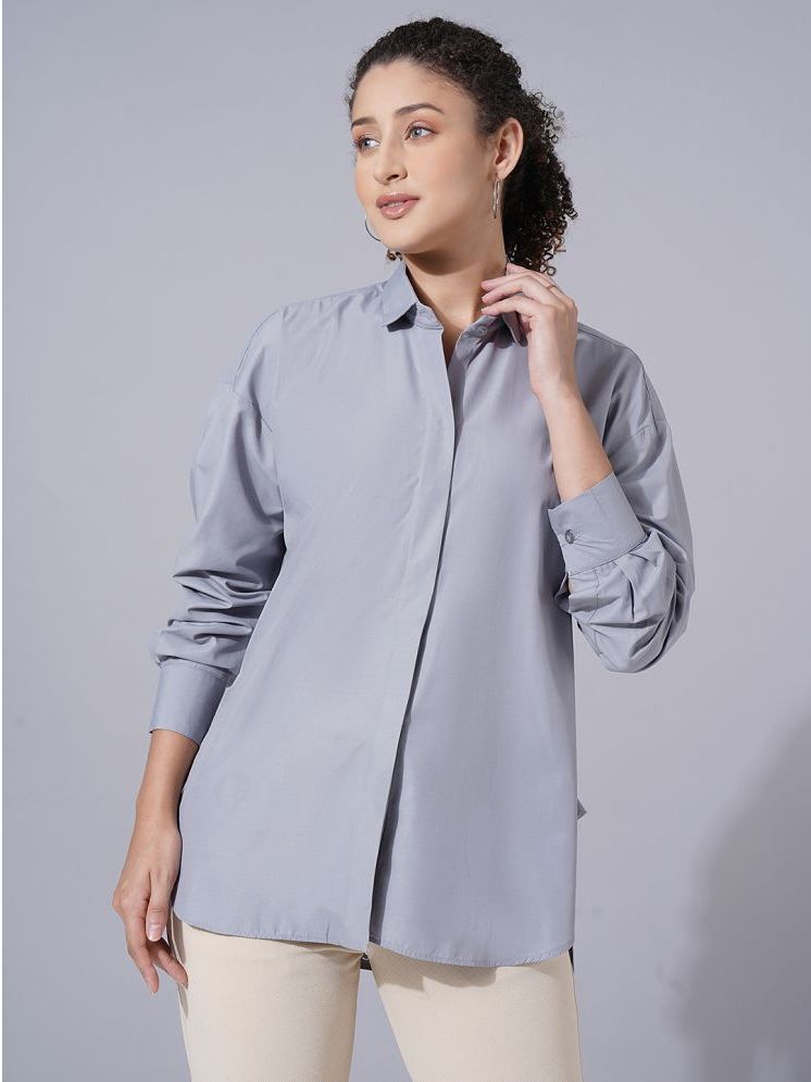     			FITHUB Grey Polyester Women's Shirt Style Top ( Pack of 1 )