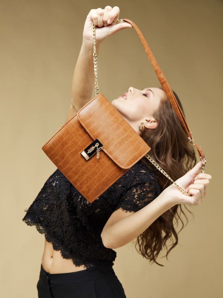     			Fargo Orange PU Sling Bag