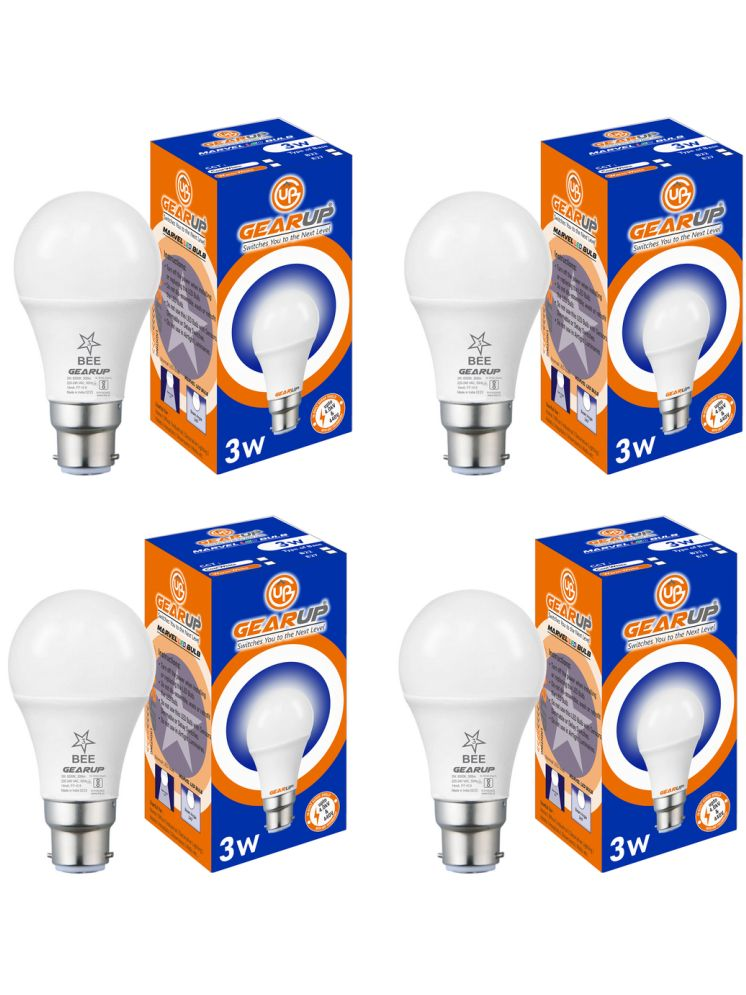     			Gearup Marvel 3W Standard B22 Led Bulb For Home & Office Led Light Bulb| Cool Day Light 6500K Energy Efficient (White, Pack Of 4)