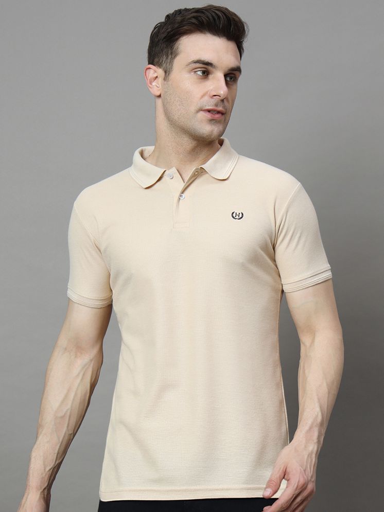     			Hushbucks Cotton Blend Regular Fit Solid Half Sleeves Men's Polo T Shirt - Beige ( Pack of 1 )