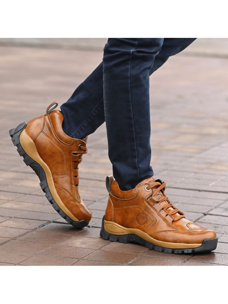     			POS Planet of Shoes Tan Men's Casual Boots