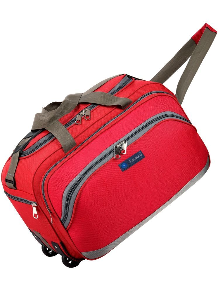     			Swanky 55 Ltrs Maroon Polyester Duffle Trolley