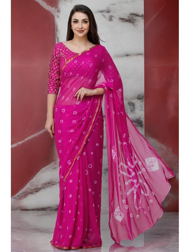     			VIOUR Chiffon Dyed Saree Without Blouse Piece - Magenta ( Pack of 1 )