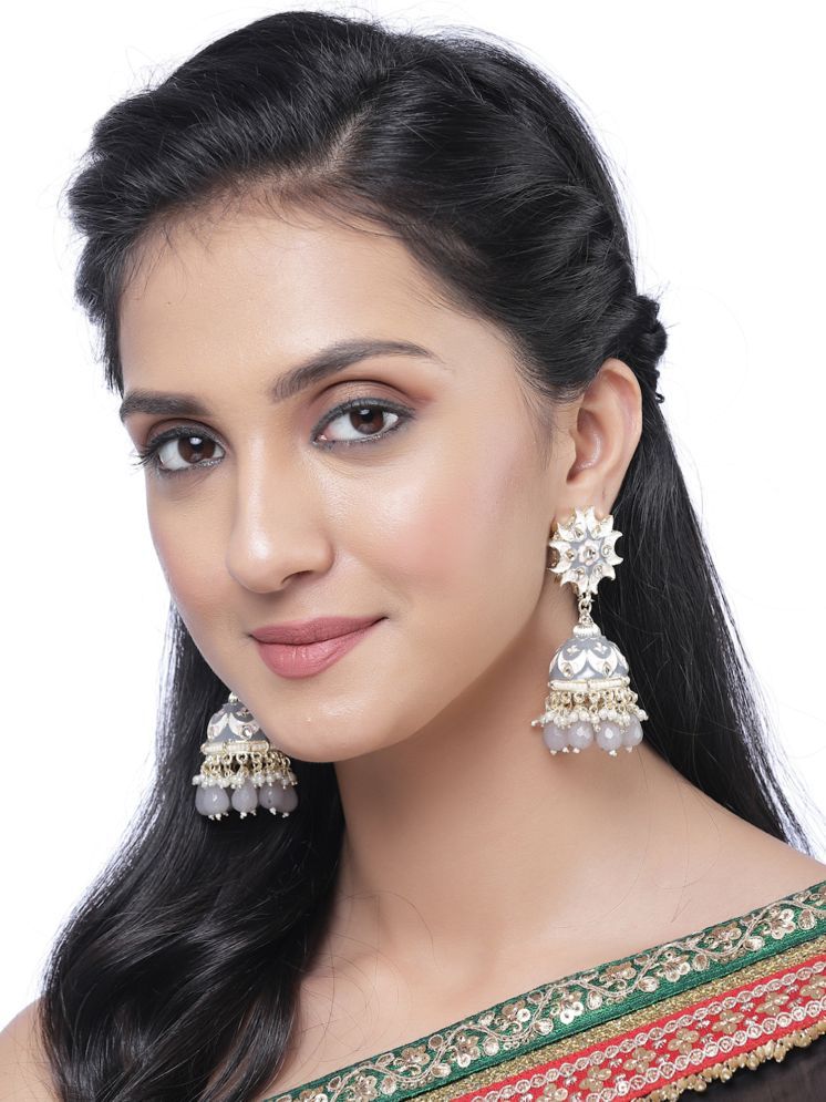     			Zeneme Beige Jhumki Earrings ( Pack of 1 )