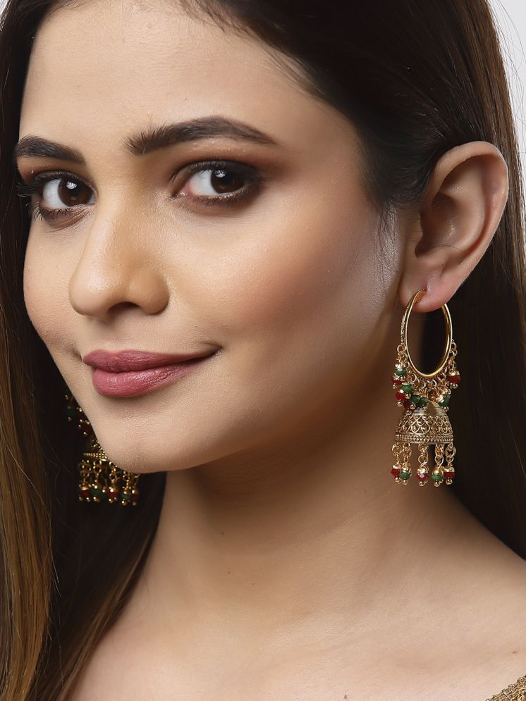     			Zeneme Golden Jhumki Earrings ( Pack of 1 )