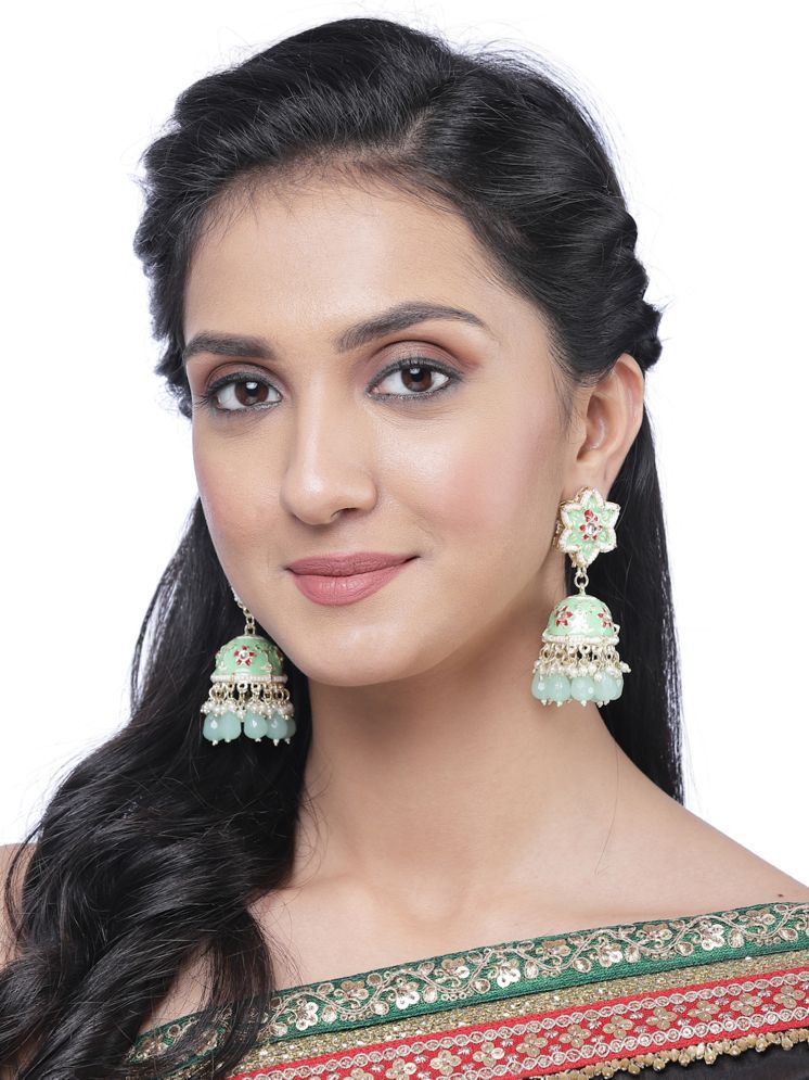     			Zeneme Mint Green Jhumki Earrings ( Pack of 1 )