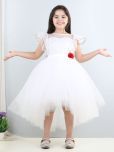 Toy Balloon Kids Net Asymmetric Dress For Girls ( Pack of 1 , White )