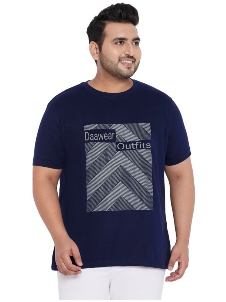     			DAAWEAR OUTFITS Cotton Regular Fit Printed Half Sleeves Men's Round T-Shirt - Navy ( Pack of 1 )