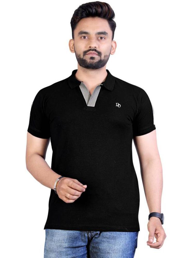     			DAAWEAR OUTFITS Lycra Regular Fit Solid Half Sleeves Men's Polo T Shirt - Black ( Pack of 1 )