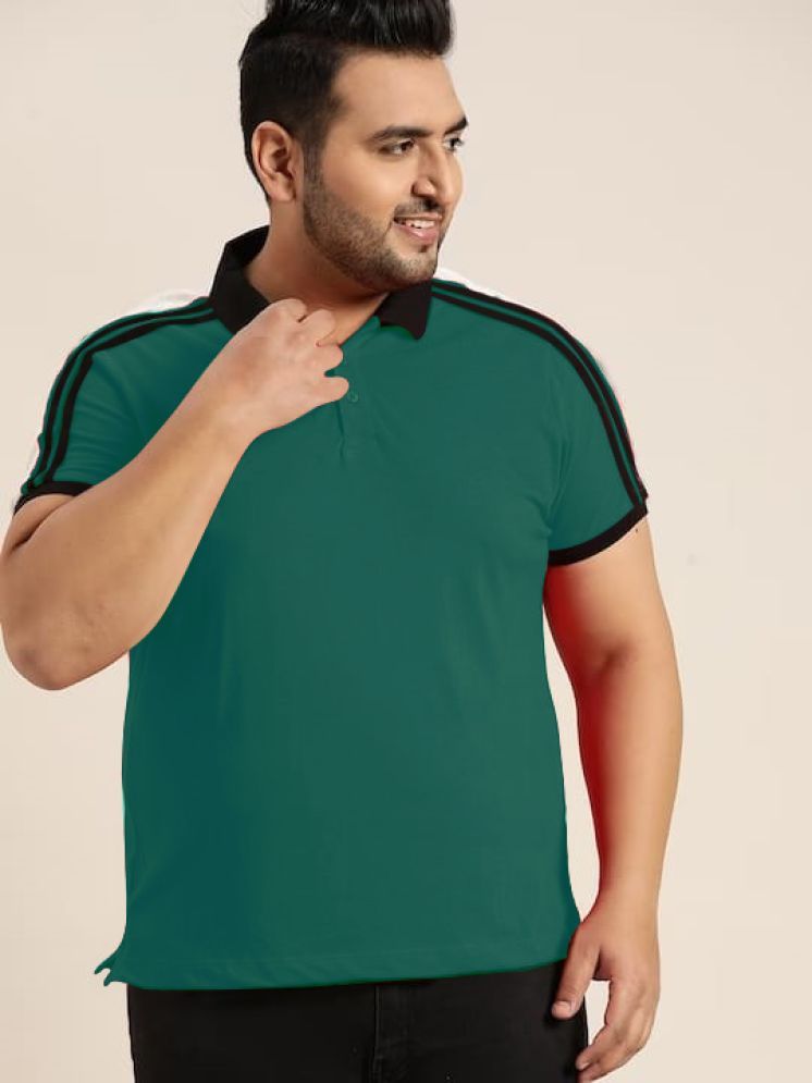     			DAAWEAR OUTFITS Lycra Regular Fit Colorblock Half Sleeves Men's Polo T Shirt - Green ( Pack of 1 )