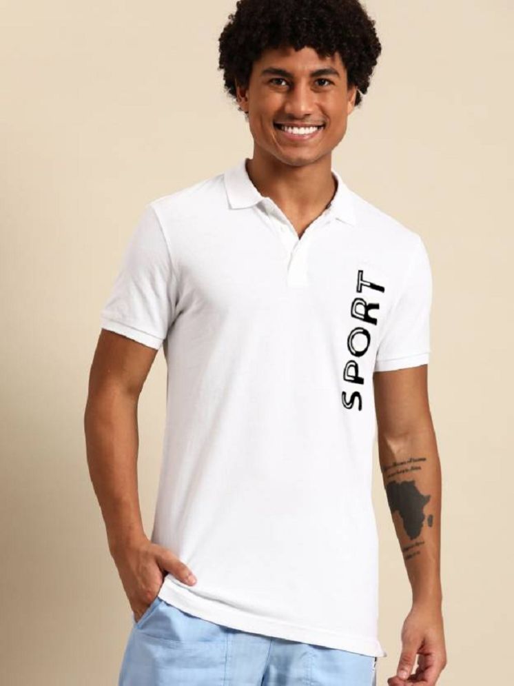     			DAAWEAR OUTFITS Lycra Regular Fit Printed Half Sleeves Men's Polo T Shirt - White ( Pack of 1 )