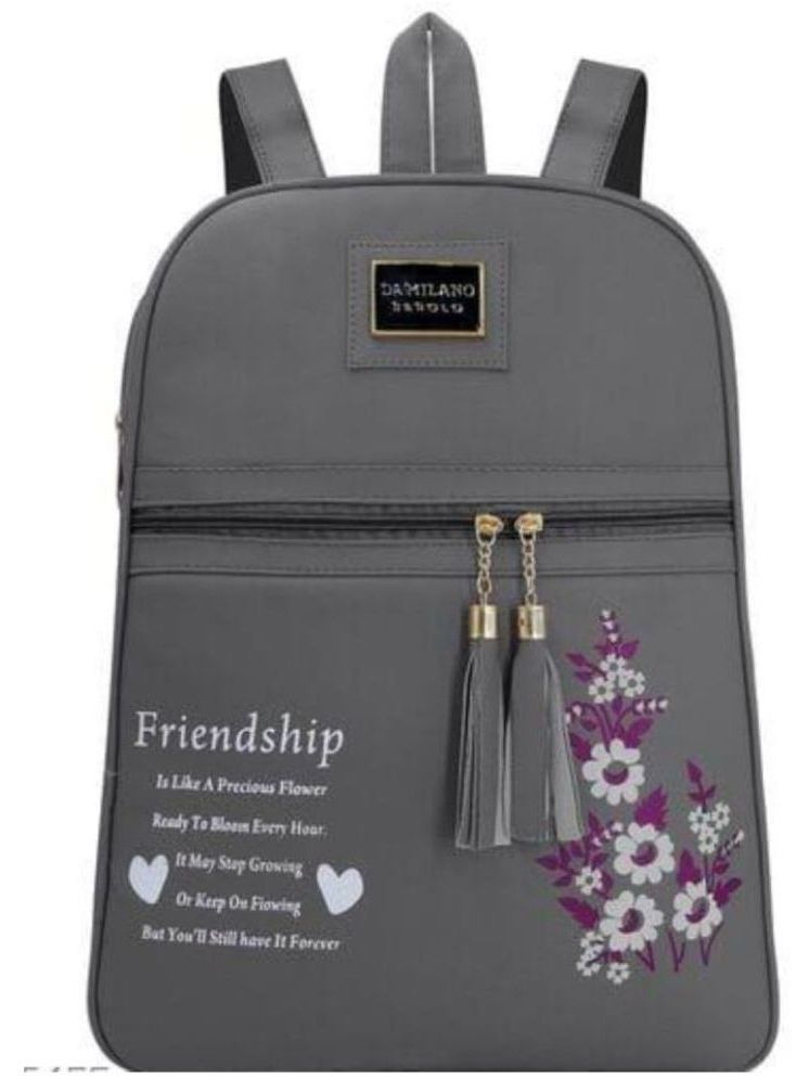     			Darklin Dark Grey PU Backpack