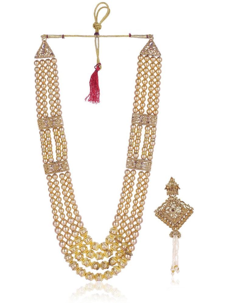     			Dulha groom sherwani Necklace/Moti Mala for Men for wedding | Groom Mala and Brooch Set