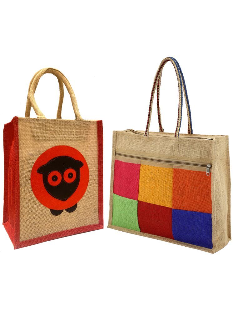     			ENSAC Multicolor Jute Handheld Bag