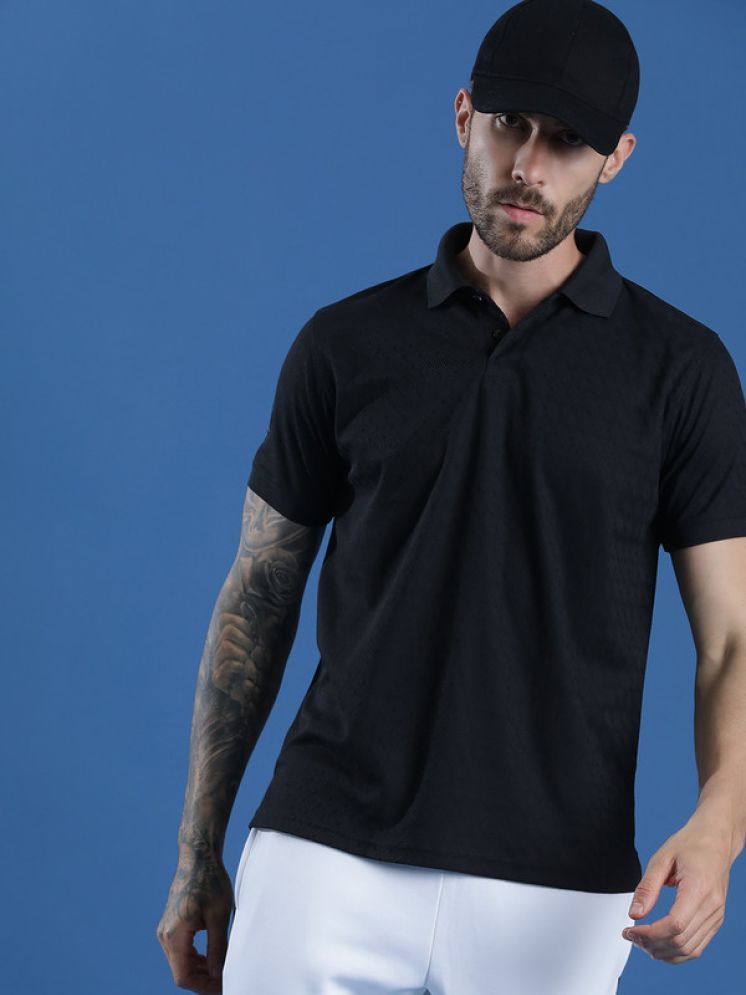     			EPPE Pack of 1 Polyester Slim Fit Solid Half Sleeves Men's Polo T Shirt ( Black )