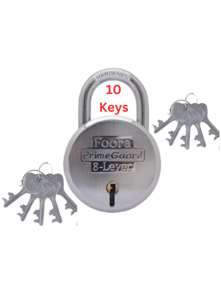     			Foora PrimeGuard 65mm Heavy Duty Round Steel Padlock with 10 Keys and Hardened Shackle Double Locking System