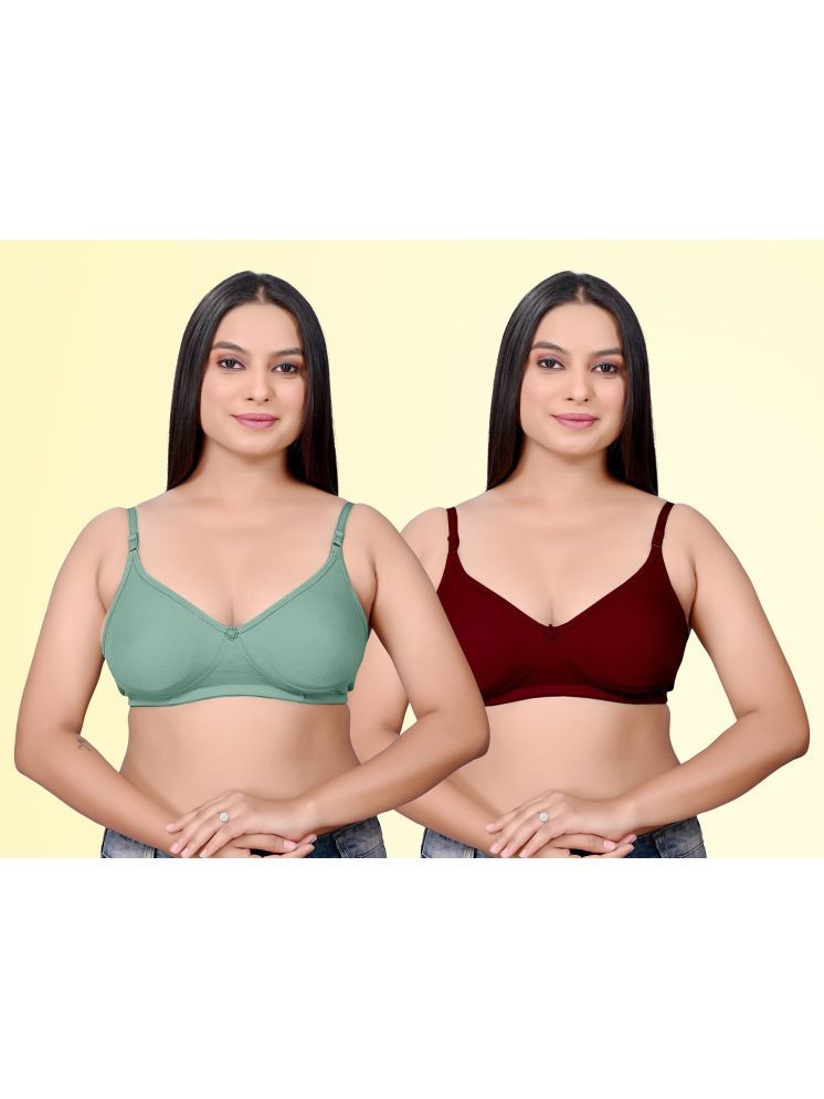     			HAYA Pack of 2 Cotton Non Padded Women's Push Up Bra ( Multicolor ) Pushup D706