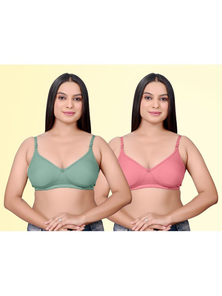     			HAYA Pack of 2 Cotton Non Padded Women's Push Up Bra ( Multicolor ) Pushup D706