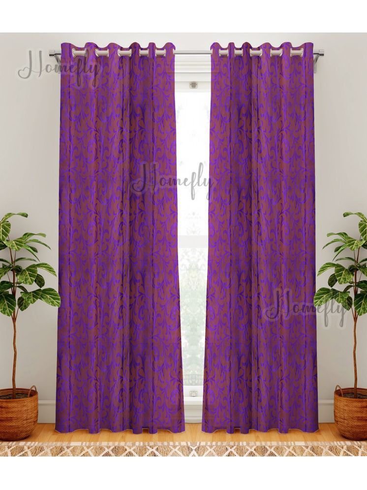     			HOMEFLY Nature Room Darkening Eyelet Curtain 5 ft ( Pack of 2 ) - Purple